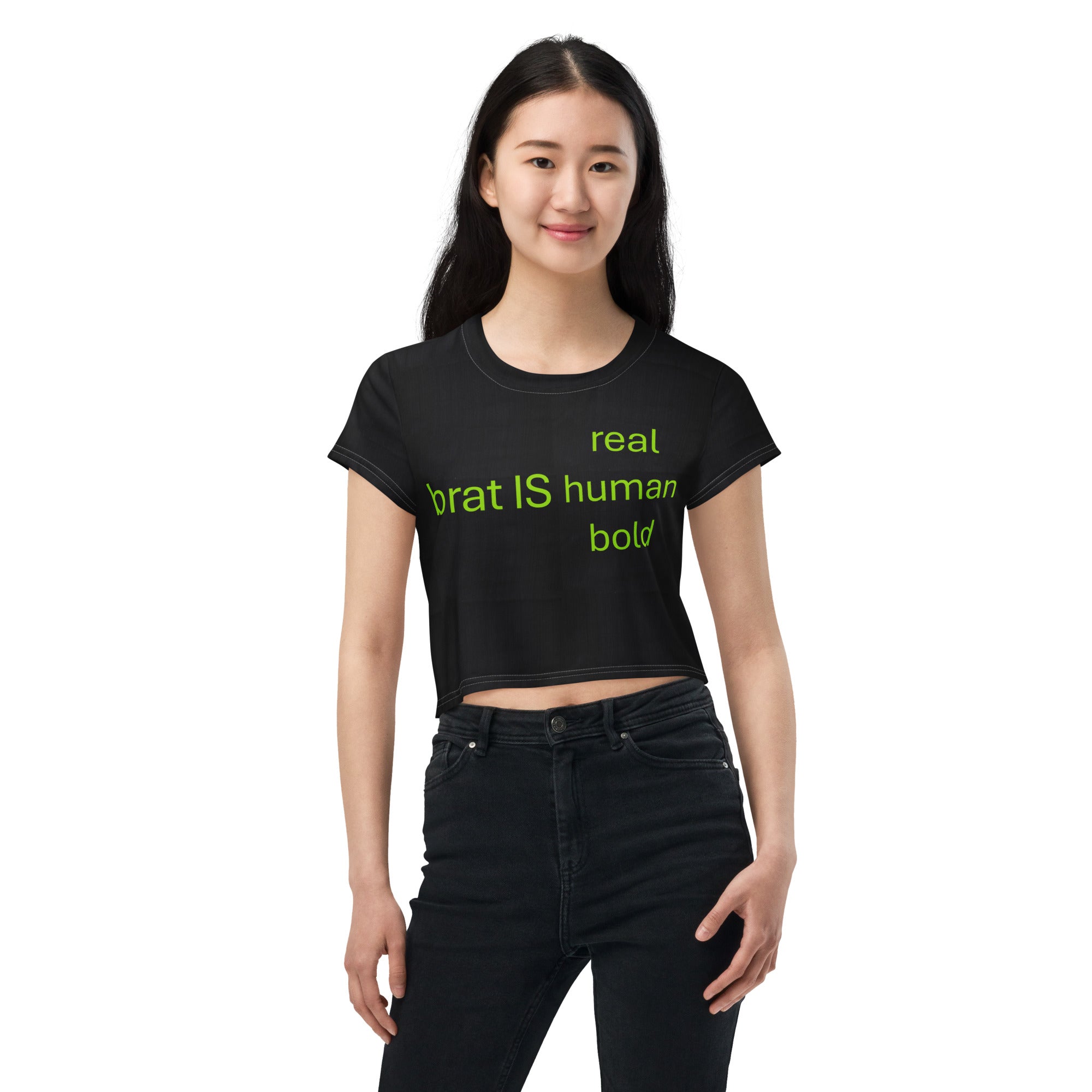 black-brat-green-crop-top-women-brat-is-real-fitness-top-streetwear-party-top-wickedyo_1_2 6